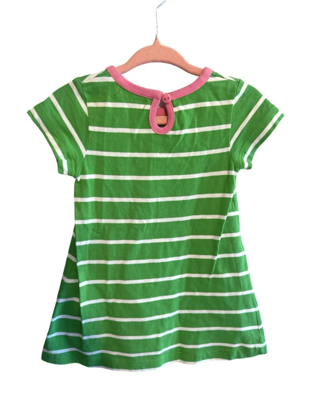 Baby Luigi Green & White Stripe Size 12M Pink Whale Toddler Girl Dress